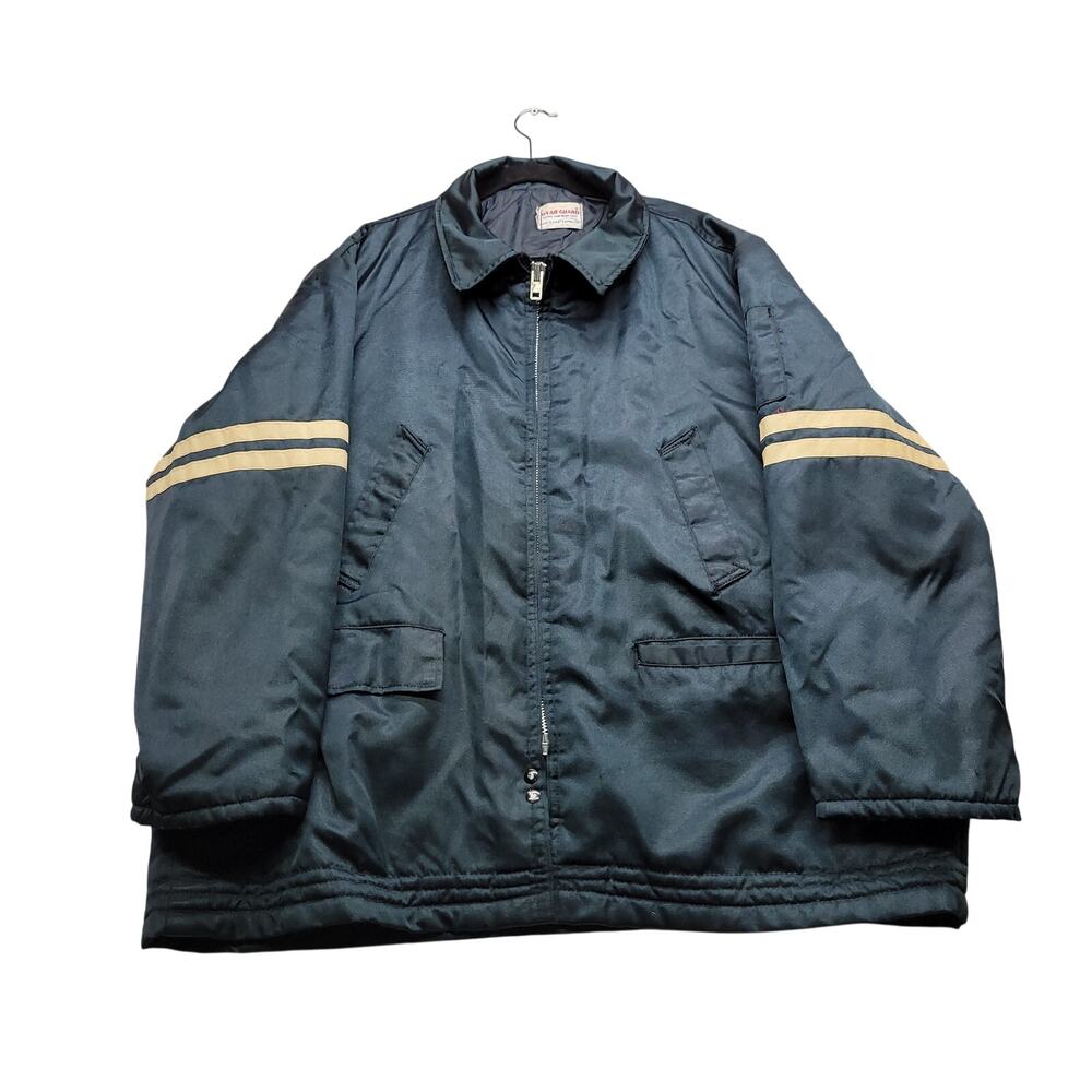 Vintage Wear Guard Work Jacket Mens Blue Quilted Lined Striped Sleeve USA